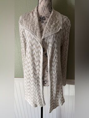 Loft Outlet Light Cream Open-Knit Women's Sweater Cardigan.